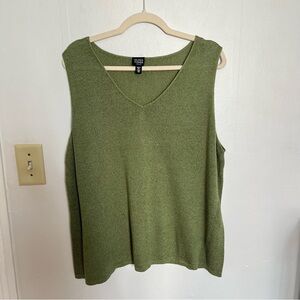 Eileen Fisher Plus Size Linen Blend Tank Top Size 2X Green Coastal Lagenlook